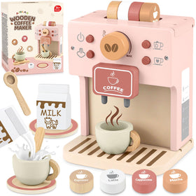 Airlab Kids Coffee Playset pink coffee maker for imaginative play and fine motor skills.