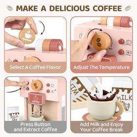 Airlab Kids Coffee Playset wooden toy supports early learning and creative storytelling.
