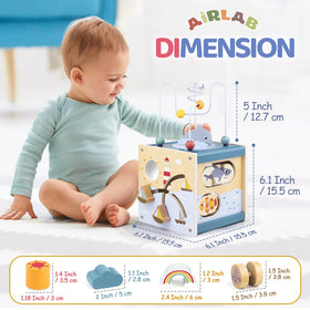 Airlab wooden activity cube colorful blocks aid early color literacy.