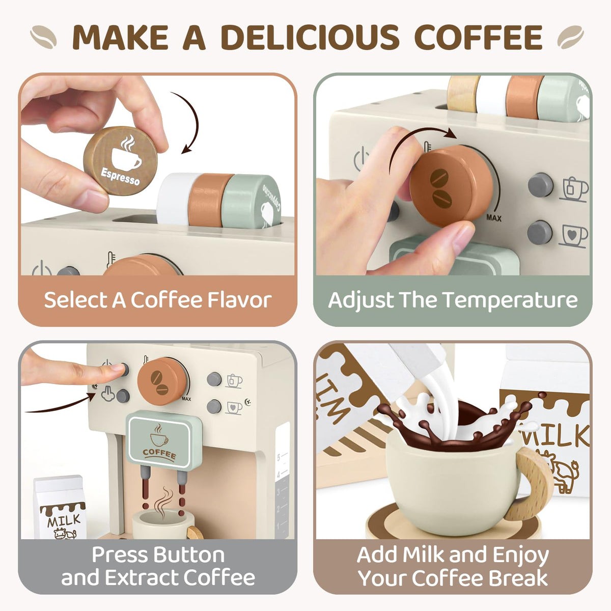 Airlab wooden kitchen toy—durable design for daily pretend play in playroom.