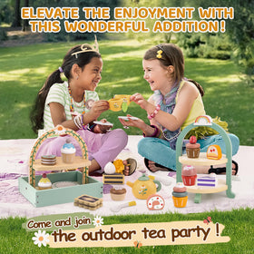Airlab wooden tea set spoons for stirring stories and fine motor practice.