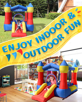 AirMyFun bounce house blower setup demonstrates quick inflation and simple use.