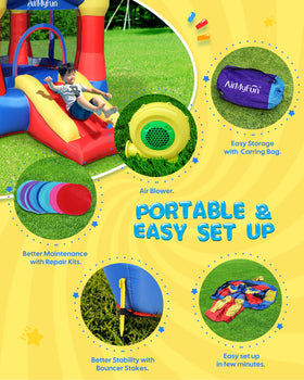 AirMyFun bounce house safety netting promotes ventilation and supervision.