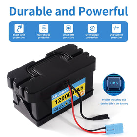 Airuxuan 25A BMS protection guards against overcharge and short circuits.