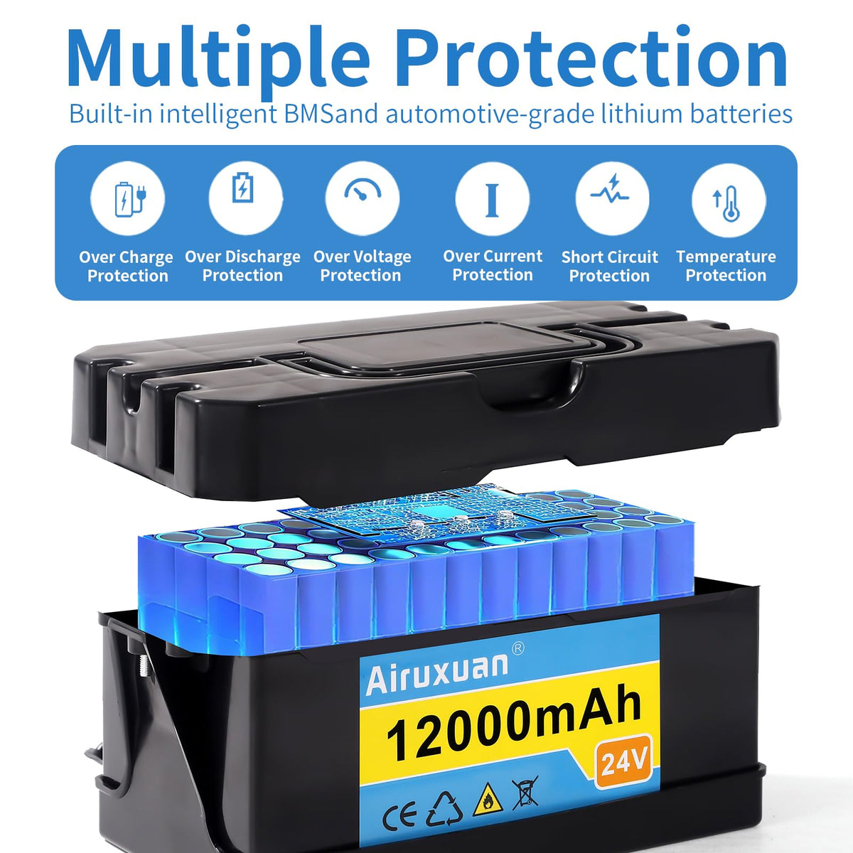 Airuxuan lithium battery is lighter than lead-acid alternatives.