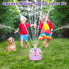 Airyard seven castle spouts provides varied water patterns for kids.