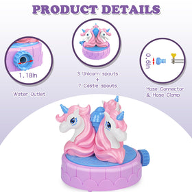 Airyard unicorn head sprays water with a safe, playful design.