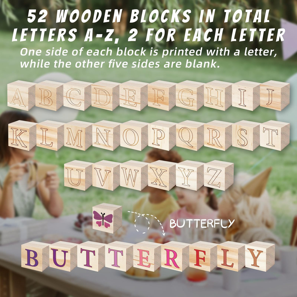 Aisharery 52 wooden blocks ready for painting and personalization.