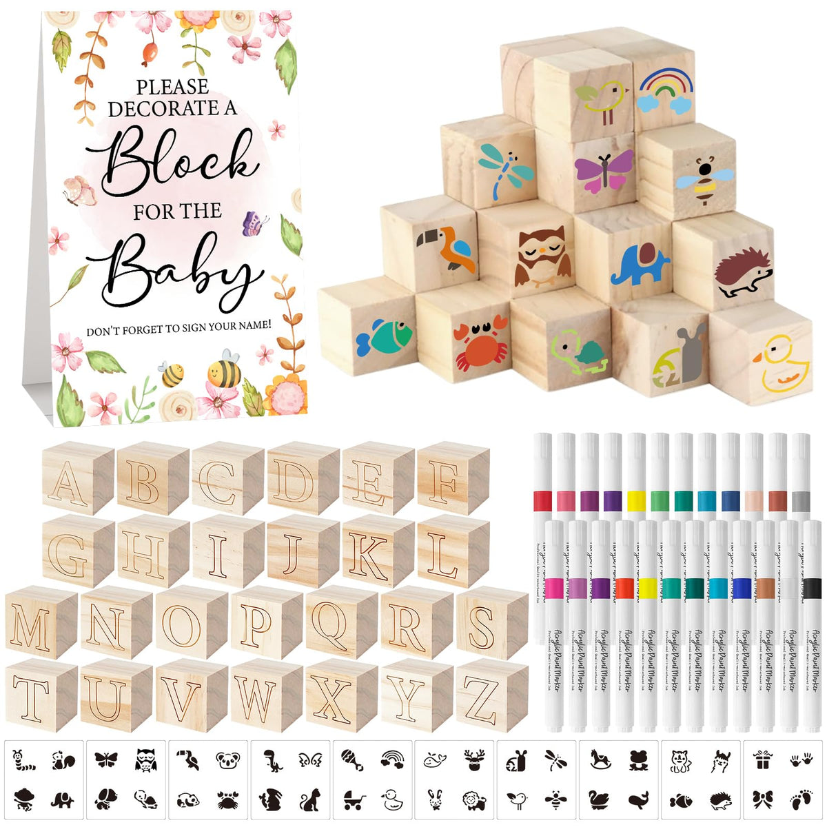 Aisharery ABC blocks with engraved alphabet for colorful DIY learning and decor