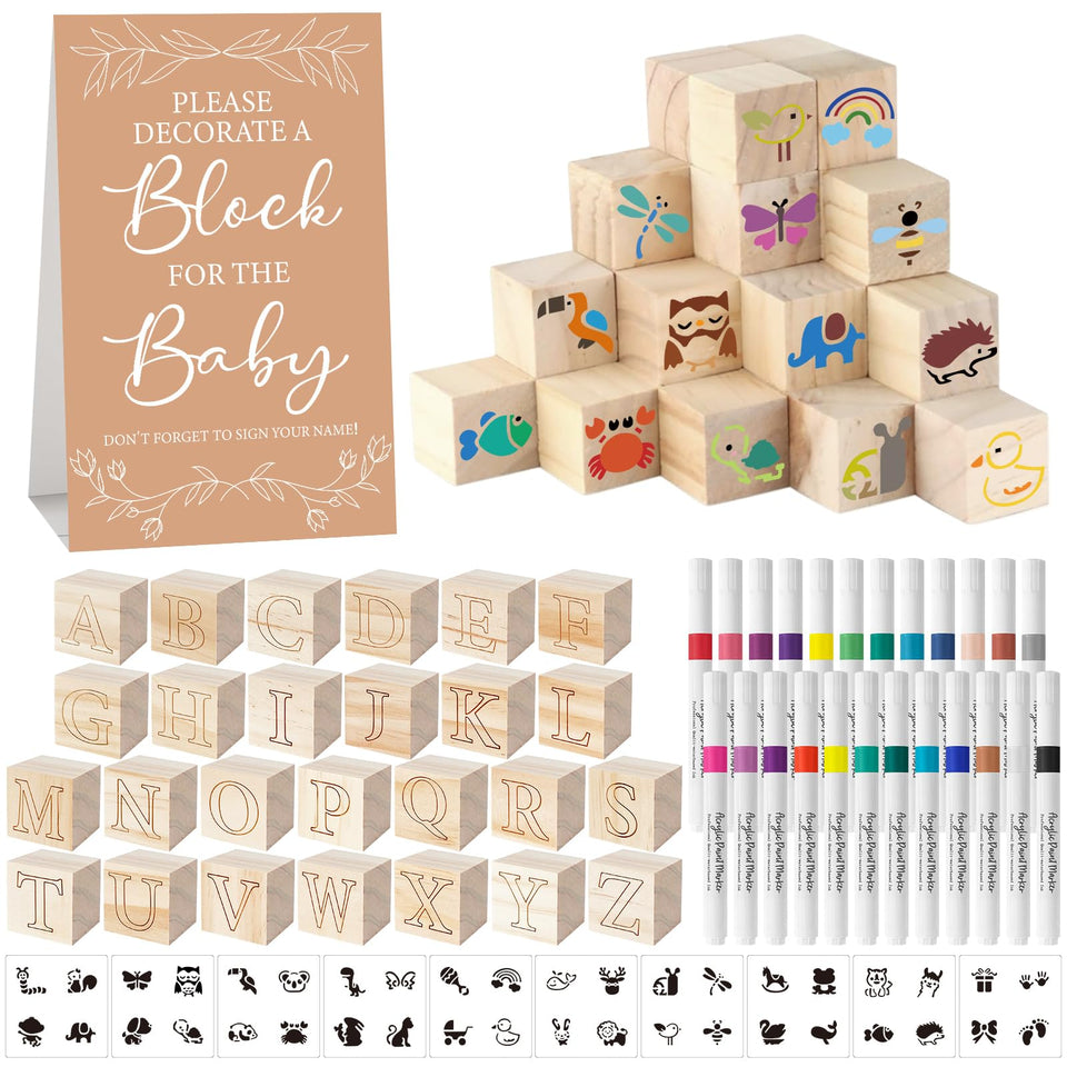 Aisharery baby shower blocks close-up for DIY customization and personal messages
