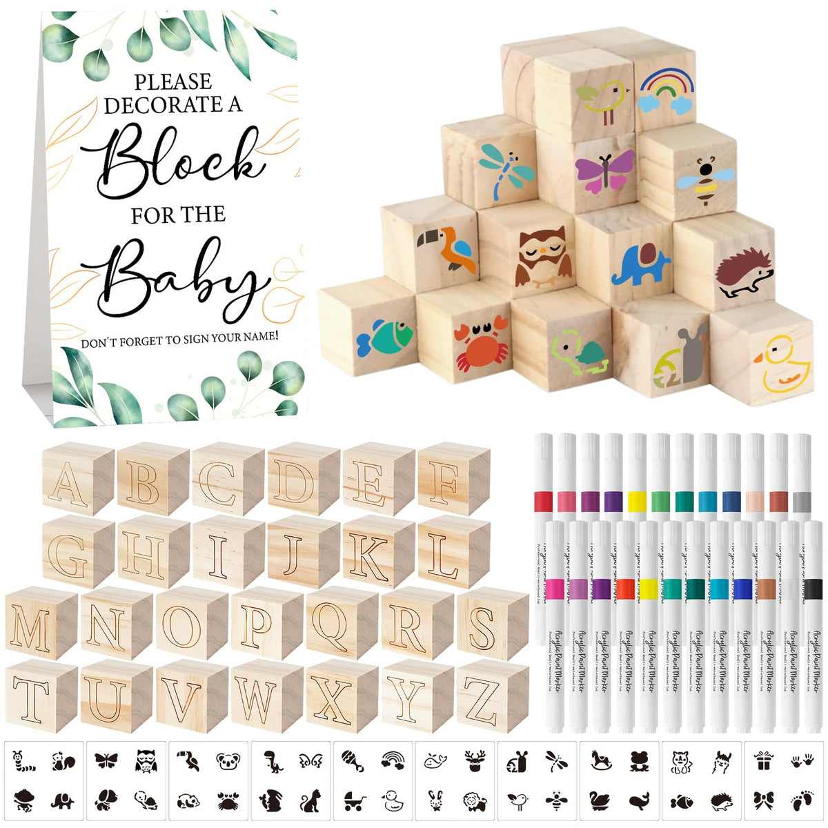 Aisharery baby shower blocks decor kit for creative party decorations.