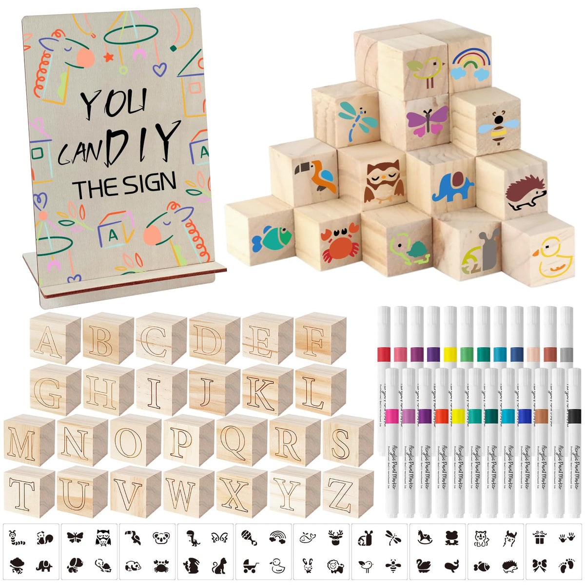 Aisharery baby shower blocks kit contents for decorating and crafts
