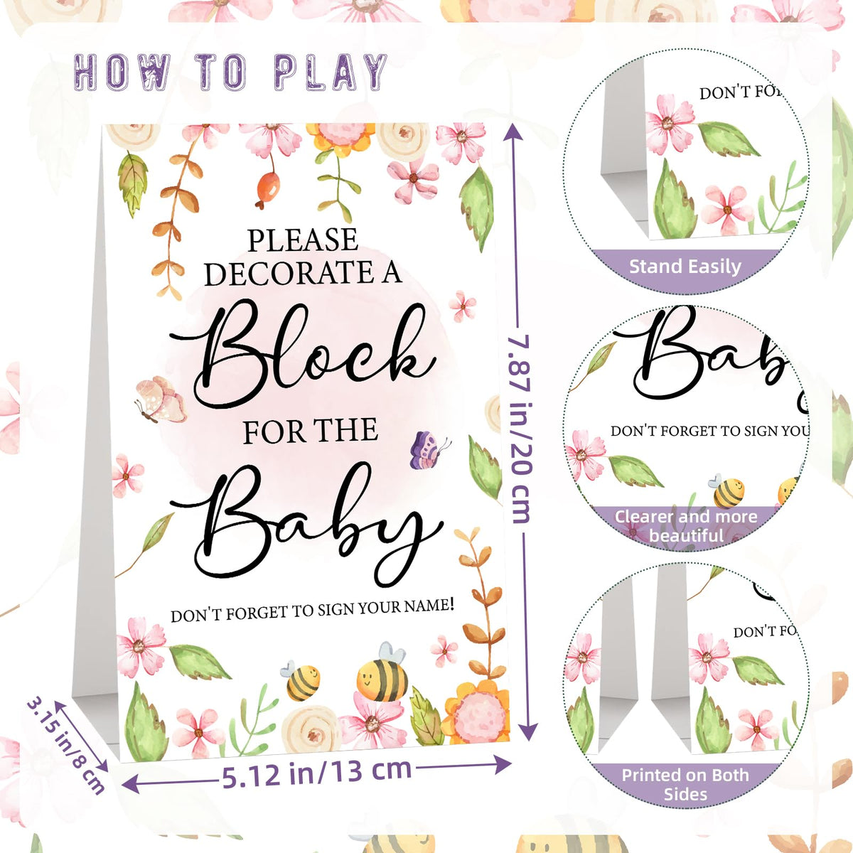 Aisharery baby shower game sign featuring a bold, celebratory look