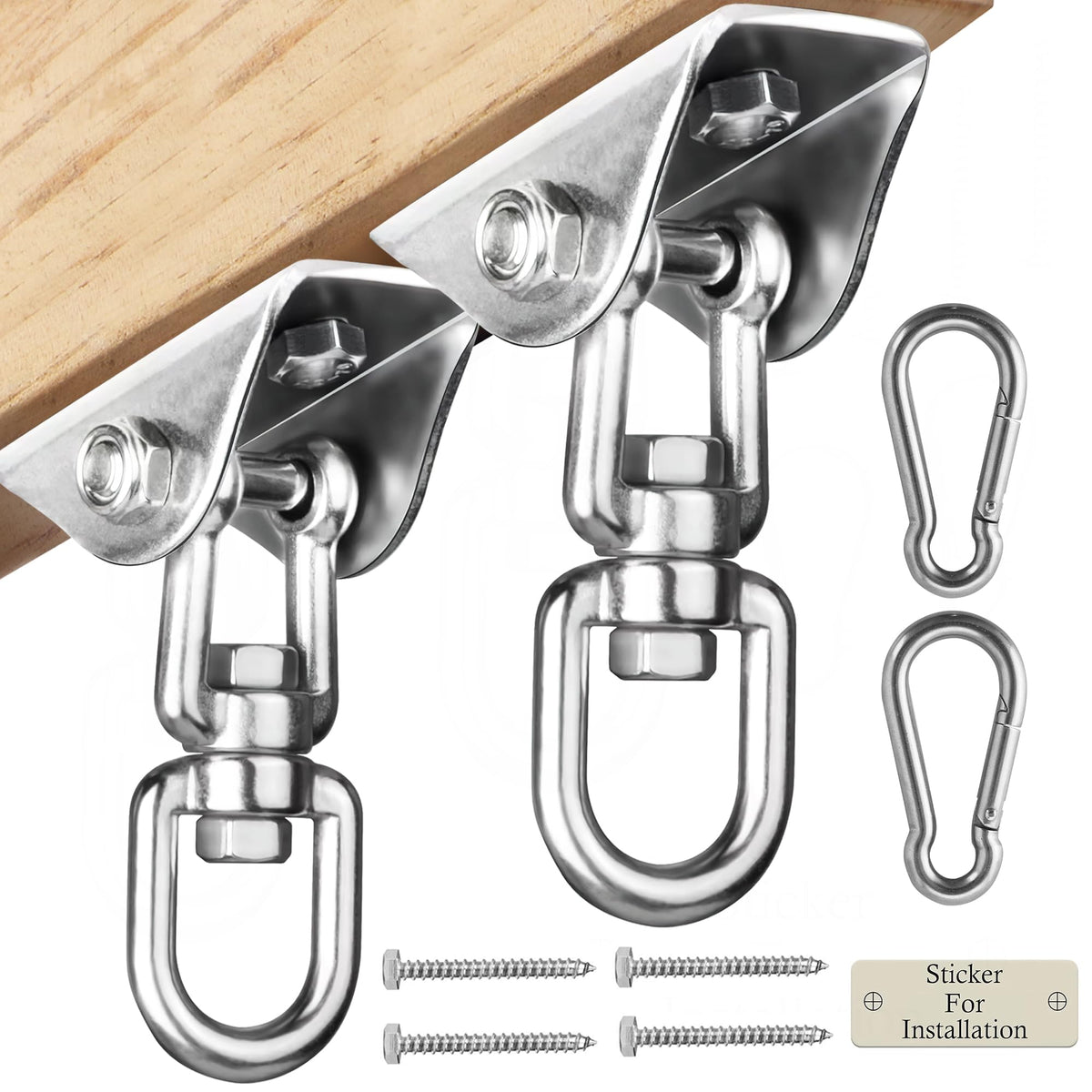 Aisto heavy-duty swing hangers mounted on a wooden set for outdoor use
