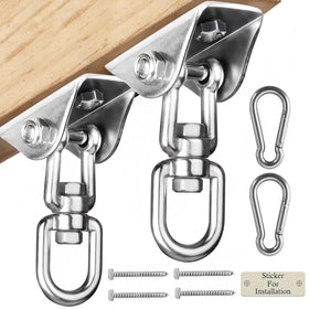 Aisto heavy-duty swing hangers mounted on a wooden set for outdoor use