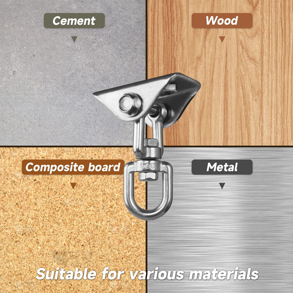 Aisto wood and concrete mounting swing hangers suitable for ceilings and porches.