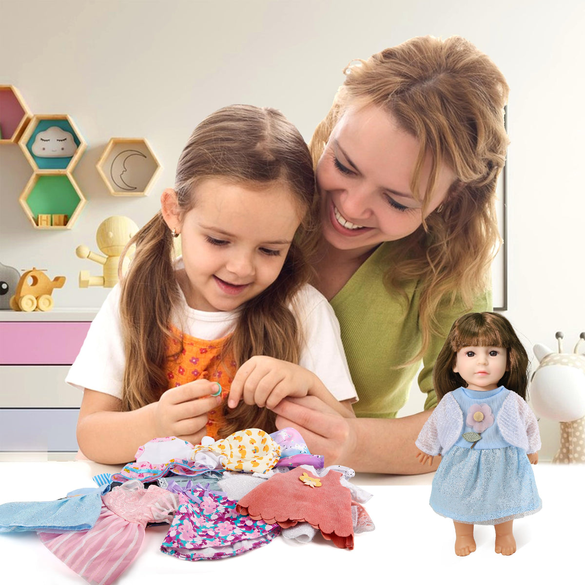AISYAH 12-inch doll dress set 4 perfect holiday and birthday dress-up looks
