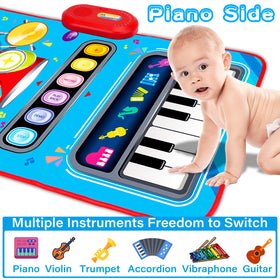 Aitbay 2-in-1 baby musical mat, drum side encourages rhythmic play and drumming fun.