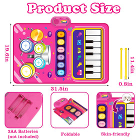 Aitbay baby piano mat drum side for musical drumming fun with sticks.