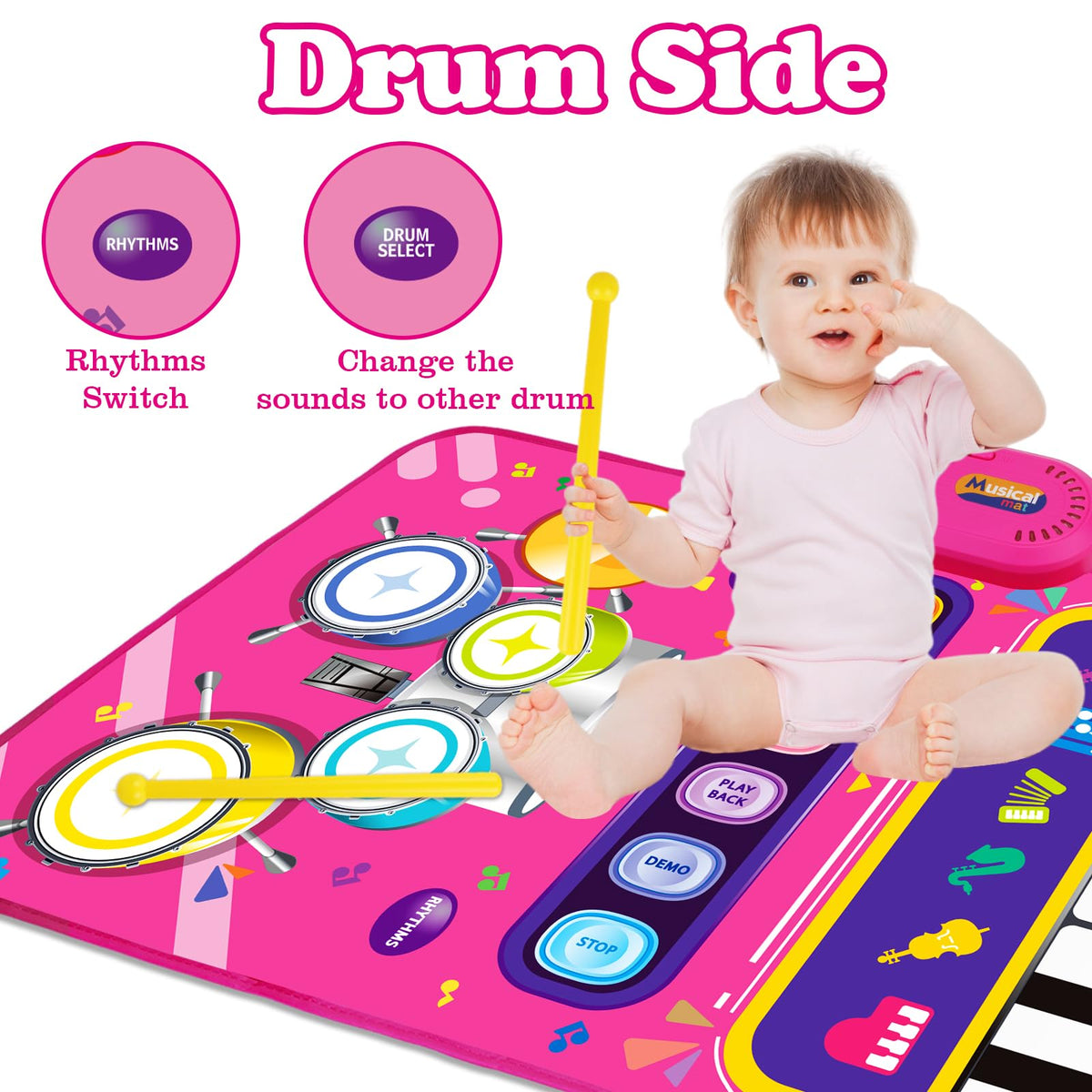 Aitbay toddler music mat foldable design for easy storage and travel.