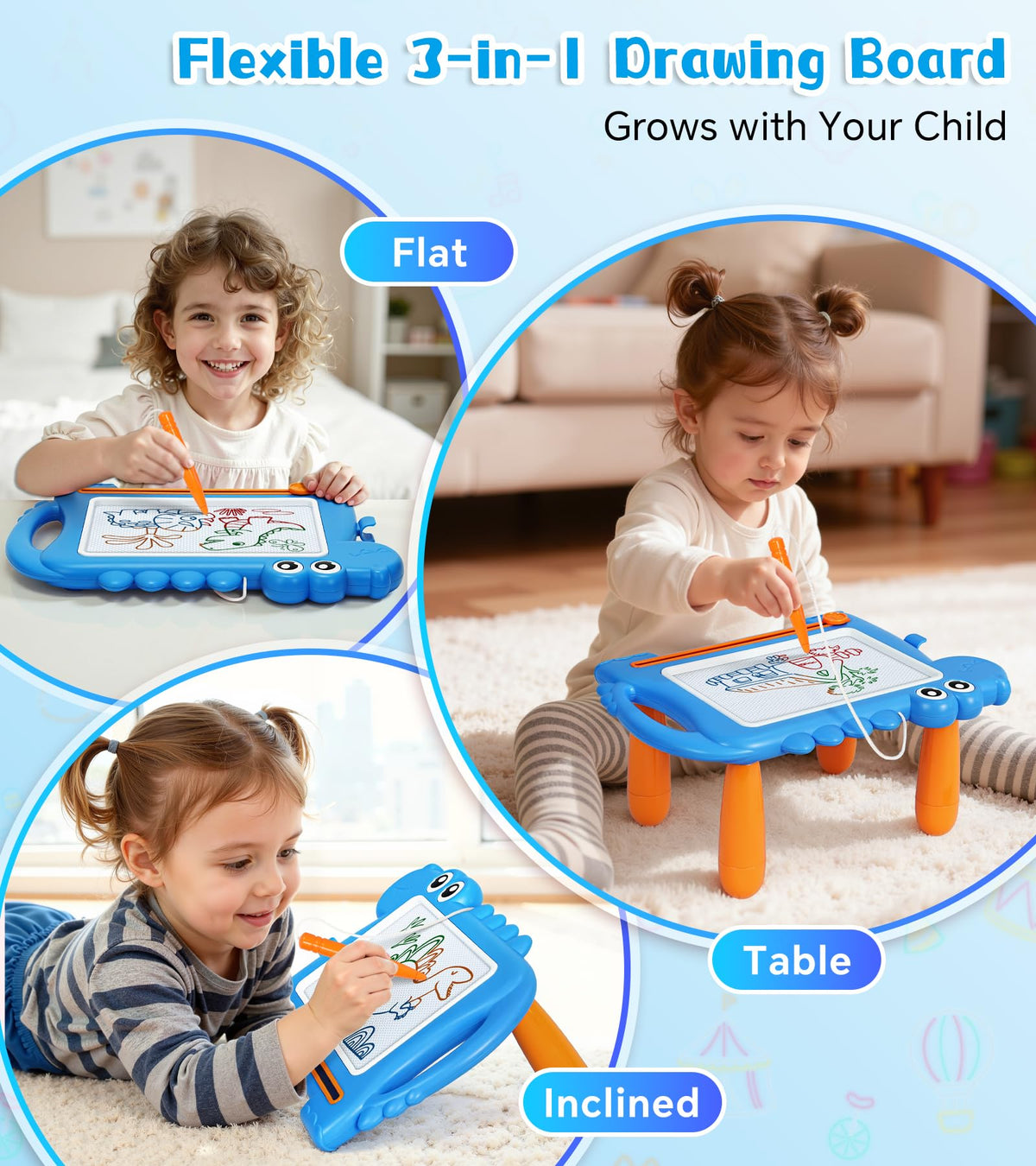 AiTuiTui doodle board with carry handle ideal for car trips
