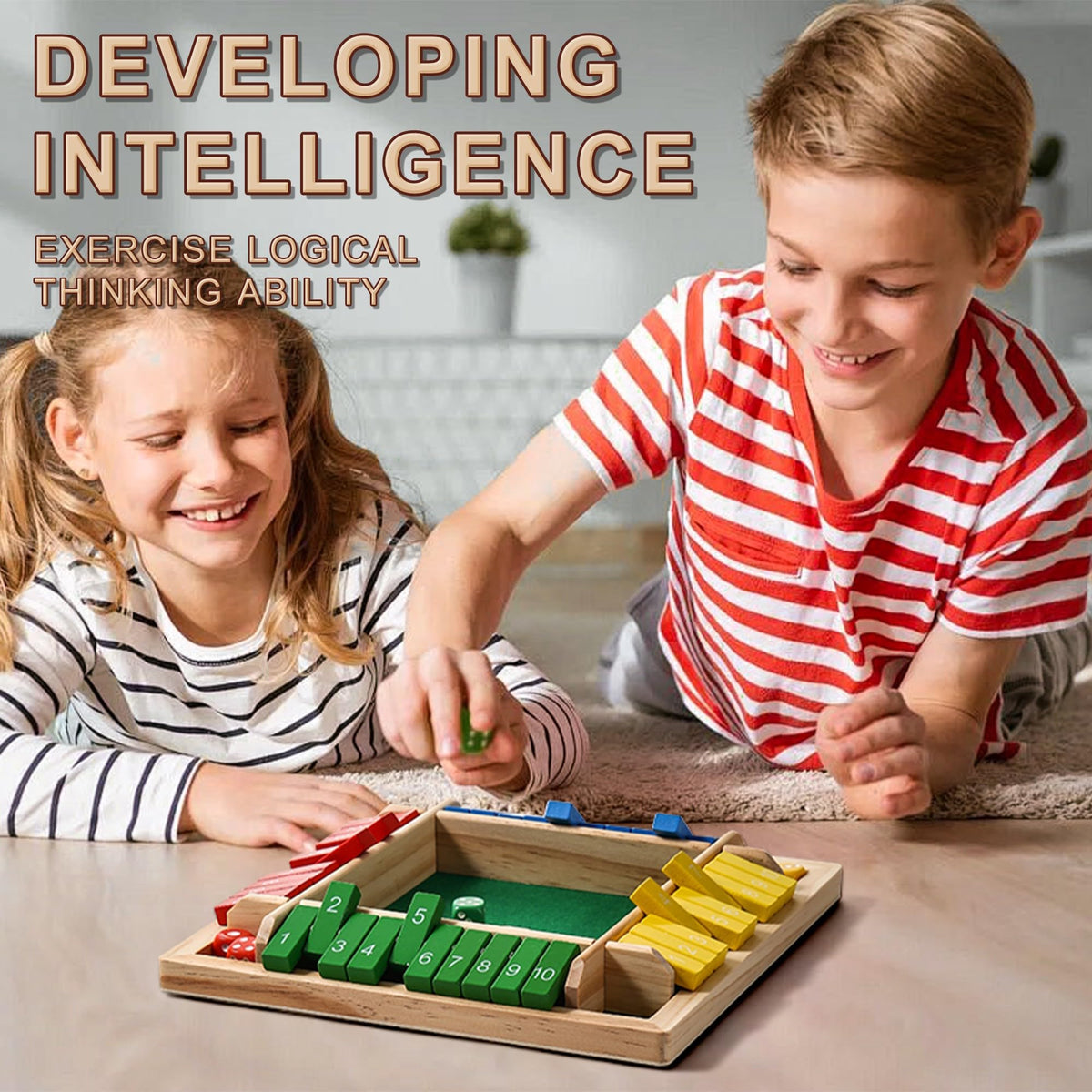 AIUAZA Dice Game Shut The Box dice action showing quick math decisions