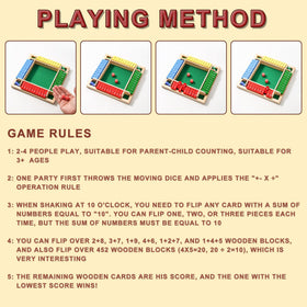 AIUAZA Shut The Box components spread on a wooden surface for strategy