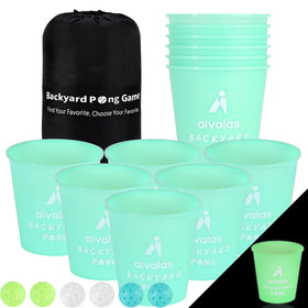 Aivalas glow buckets illuminate at night for outdoor fun.