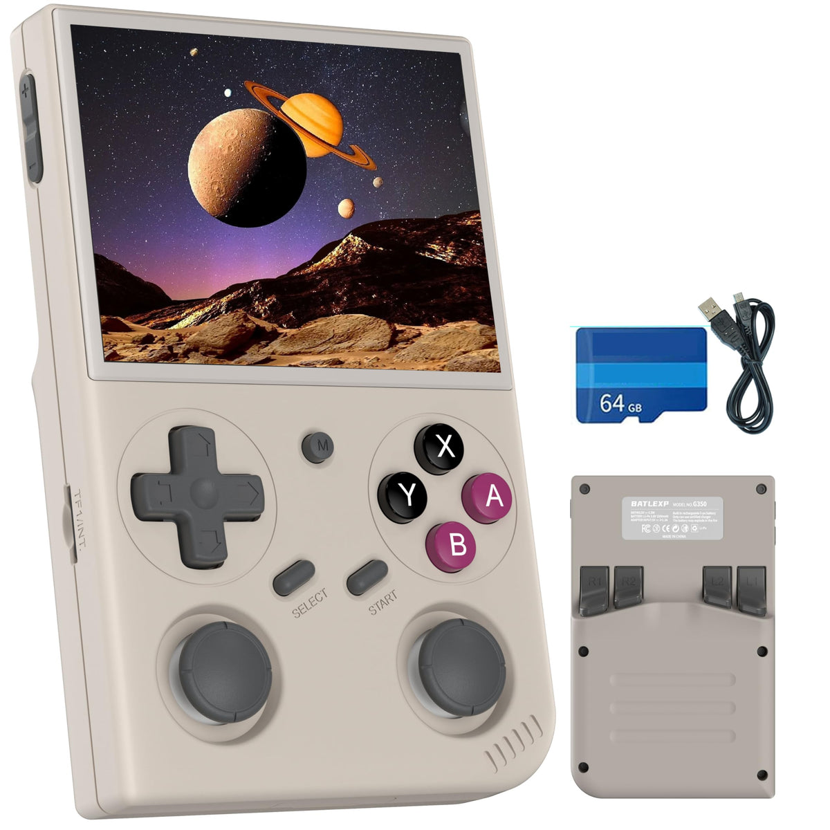 Aivuidbs G350 gray front view highlighting portable retro gaming.