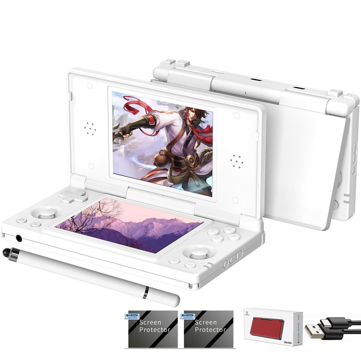 Aivuidbs RG DS foldable front view for compact handheld gaming on the go.