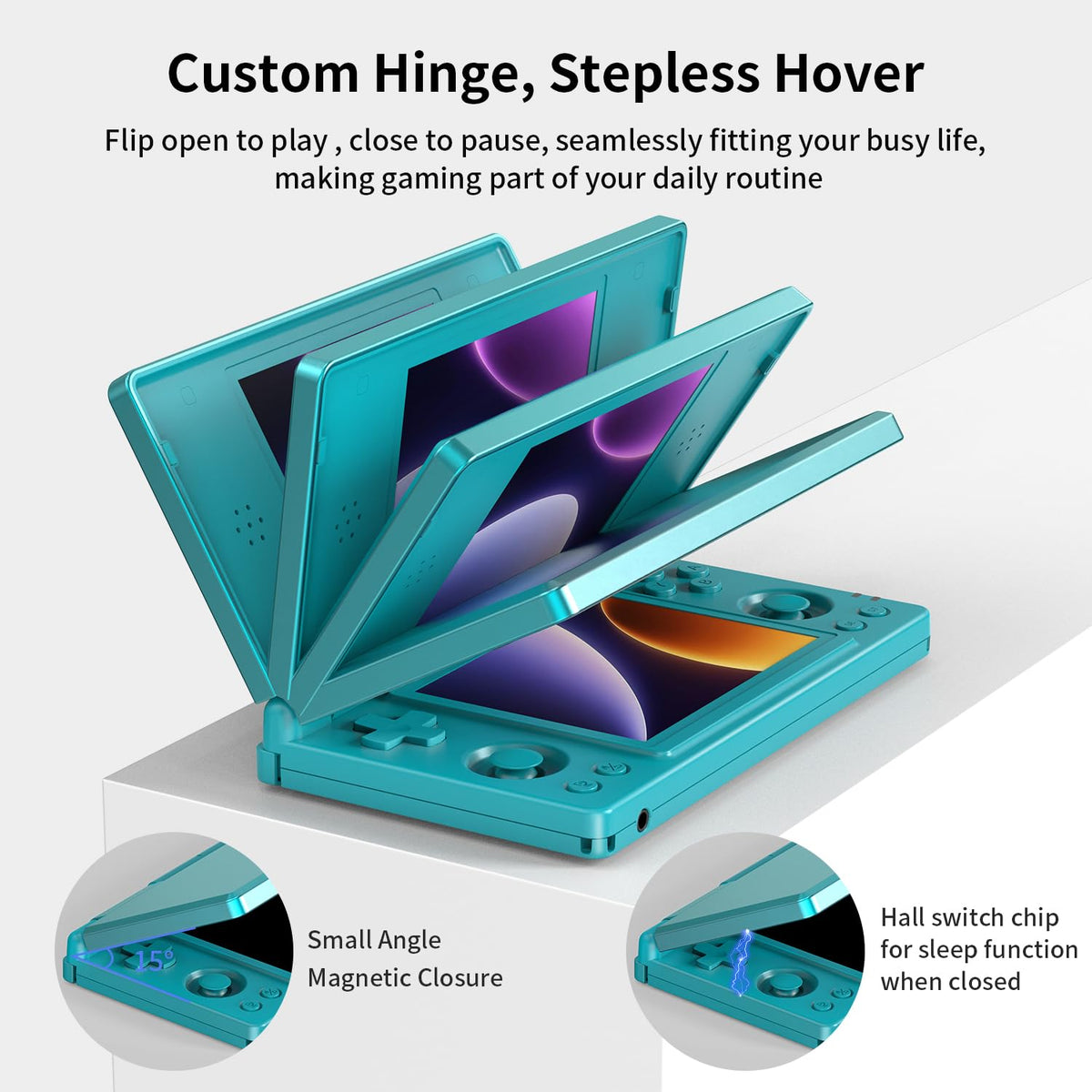 Aivuidbs RG DS top joysticks provide precise control during handheld gaming.