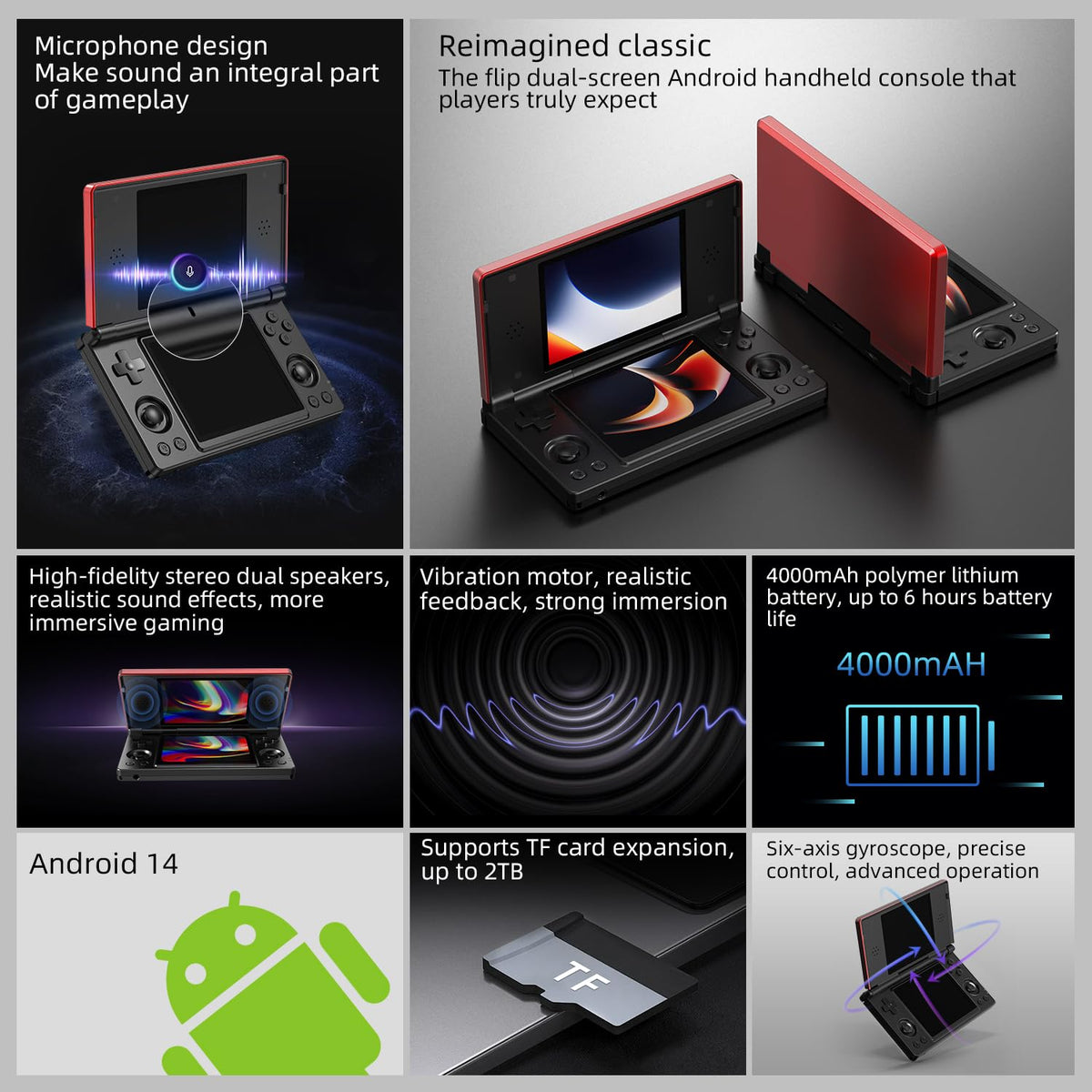Aivuidbs RG DS built-in 3.5mm jack for immersive audio while gaming