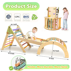 aiwo Pikler triangle with triangle ladder helps safe beginner climbing at home.