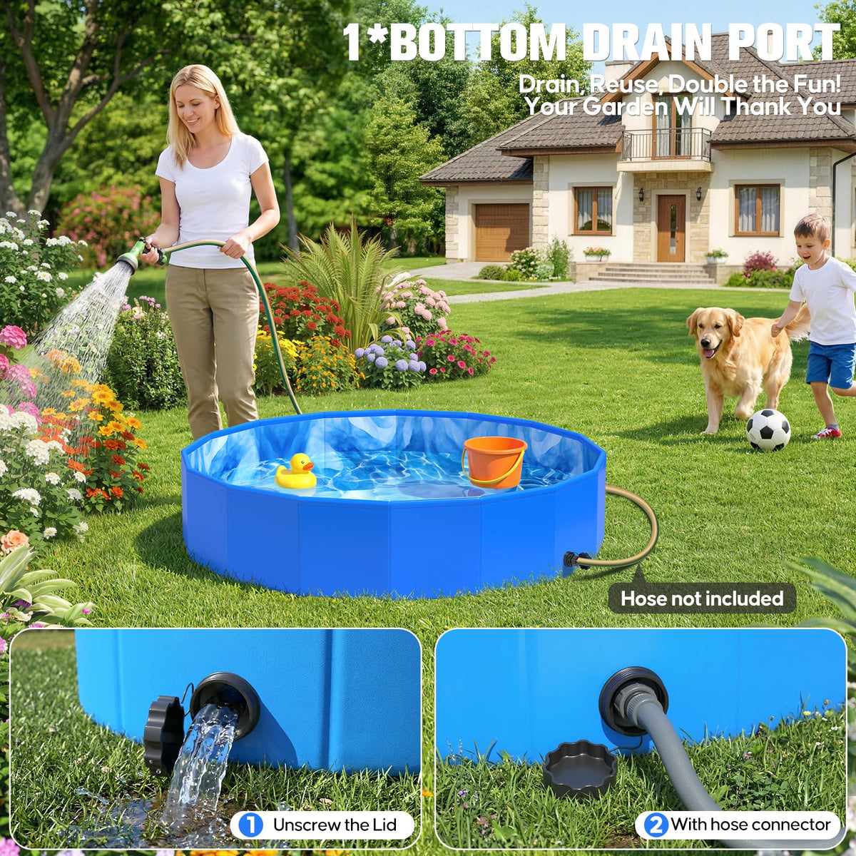 AixPool features 16 reinforced panels for durable, spacious bathing area.