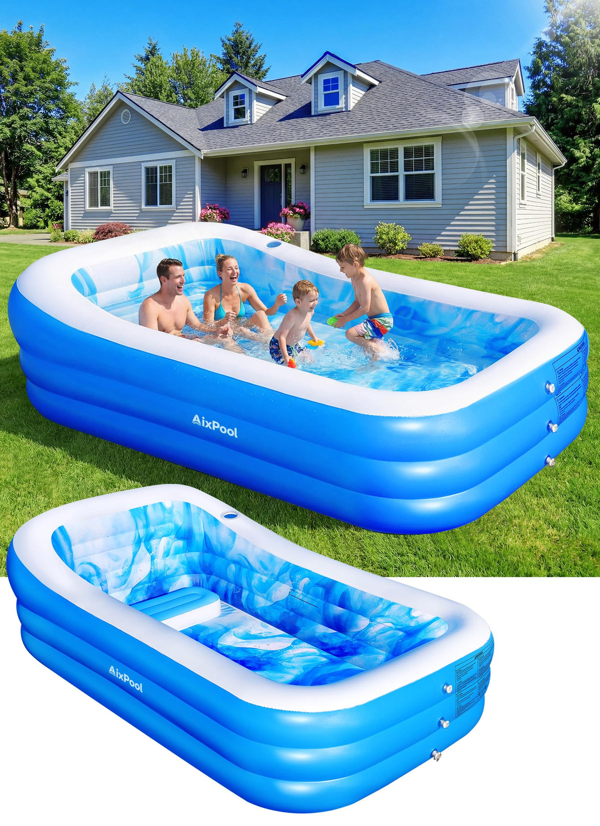AixPool 2026 large inflatable pool with starry sky design for stylish backyard relaxation.