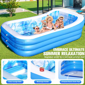 AixPool 90-degree drainpipe enables quick water drainage after swimming.