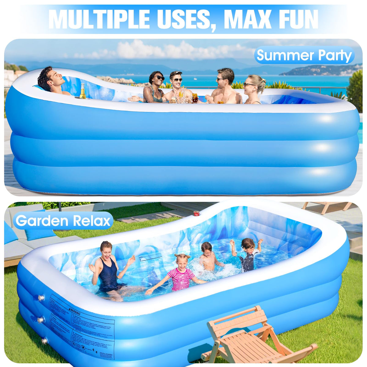 AixPool easy setup with pump for fast, convenient inflation and play.
