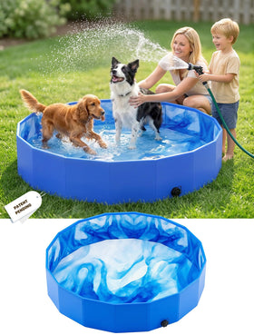 AixPool foldable dog pool setup for easy backyard fun