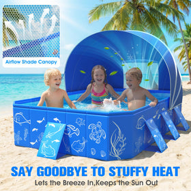 AixPool 53in-40in-33in square pool offers space for 3–4 kids
