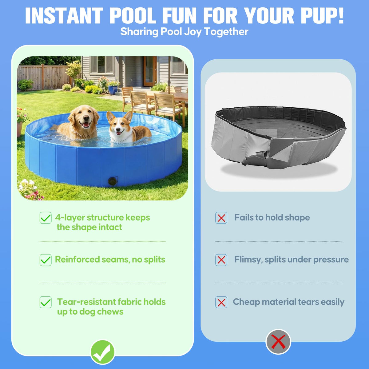 AixPool portable dog pool fits in small spaces for trips