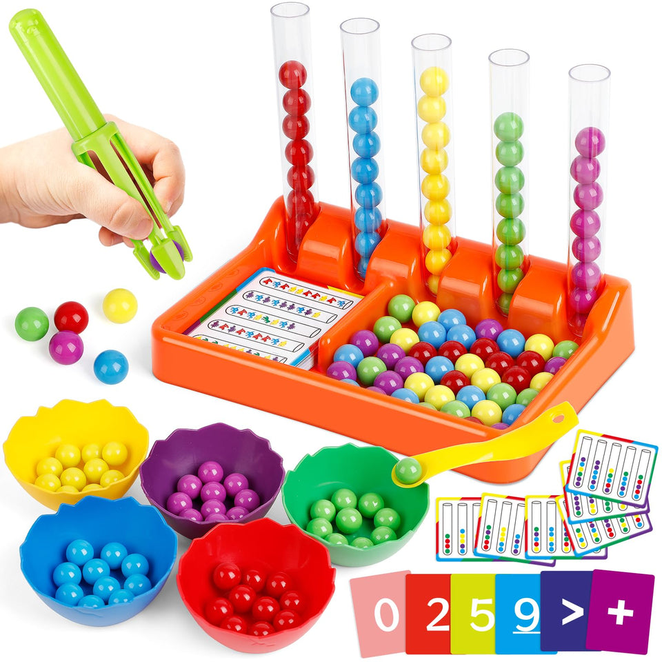 Aizweb counting beads for color sorting to boost early color recognition and fine motor skills.