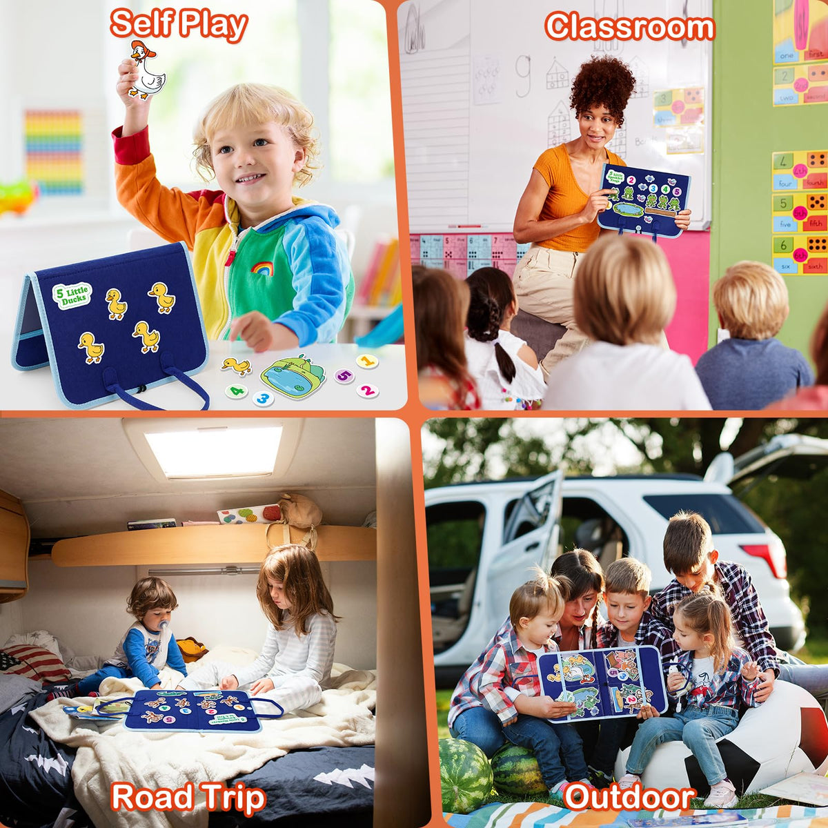 Aizweb felt board set includes four rhyme figures for lively play.