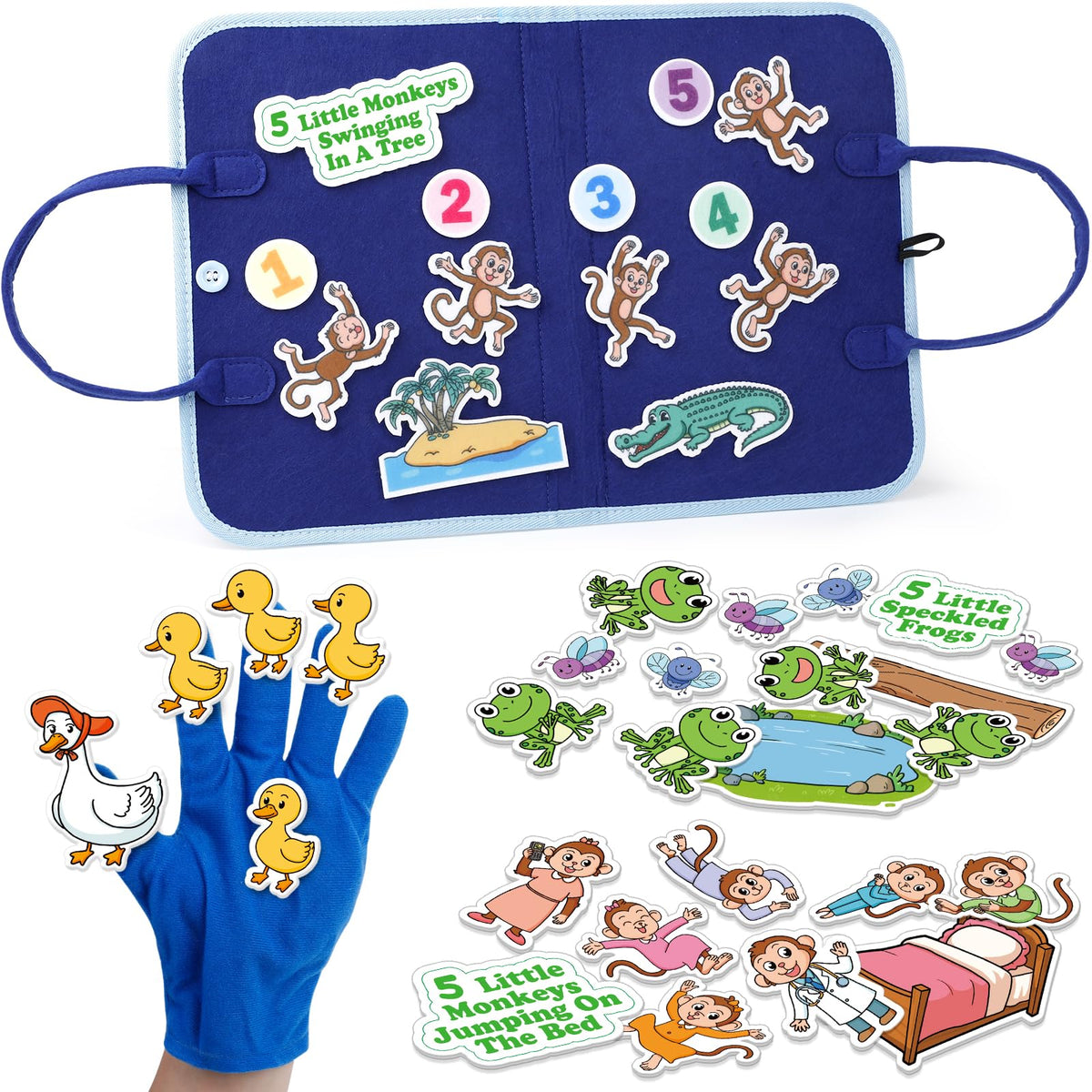 Aizweb felt board with story finger glove for interactive storytelling.