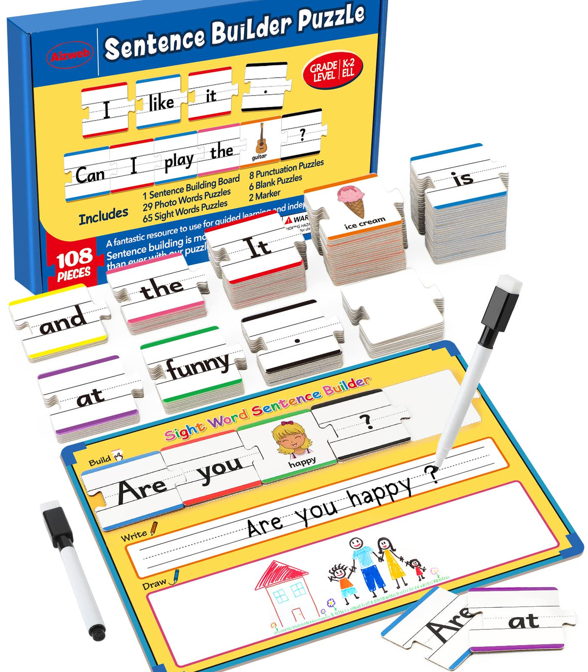 Aizweb sentence-building board for practicing sentence structure.