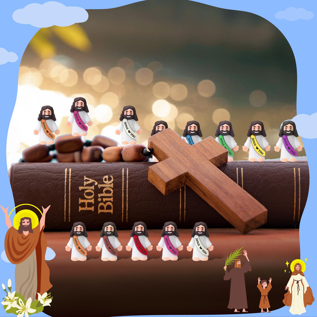 ajabavbd Easter egg stuffers jesus figures for decorations and classroom activities.