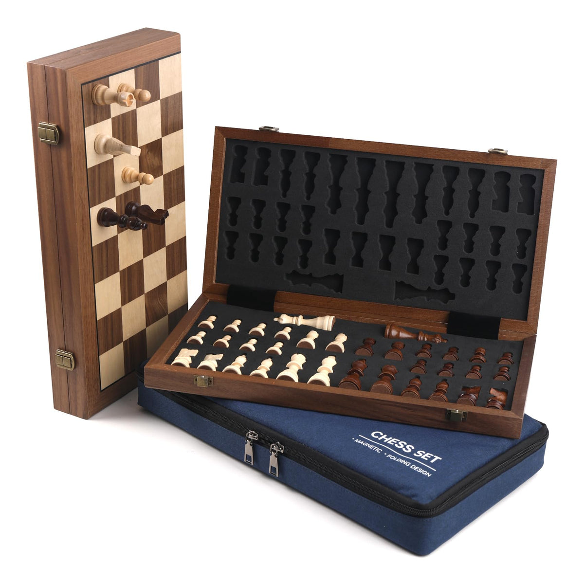 Ajedrez anti-scratch walnut finish preserves board beauty