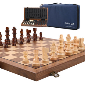 Ajedrez magnetic wooden chess board 15-inch designed for secure travel play