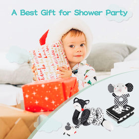 AJsupojouet high-contrast set in use shows versatile newborn play at home or outside.