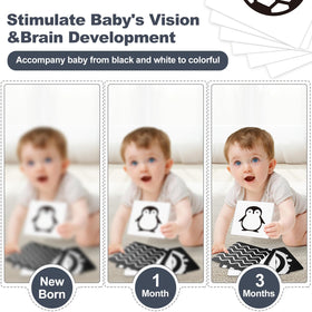 AJsupojouet black-and-white books for visual tracking and early reading moments.