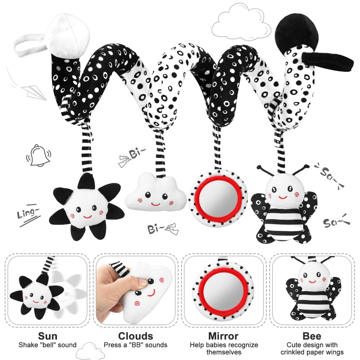 AJsupojouet elephant rattle designed for easy grasping and exploration.